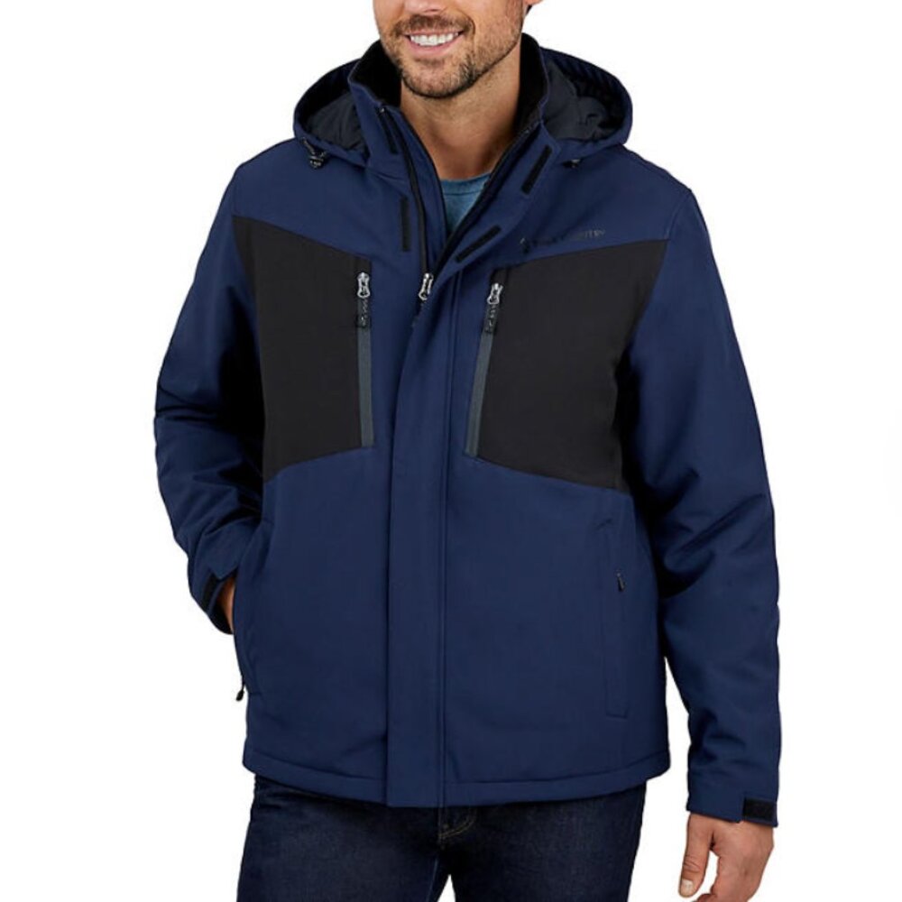 Free Country Thermo Ski Softshell Jacket 4 Way Stretch Navy/Black Small NWT